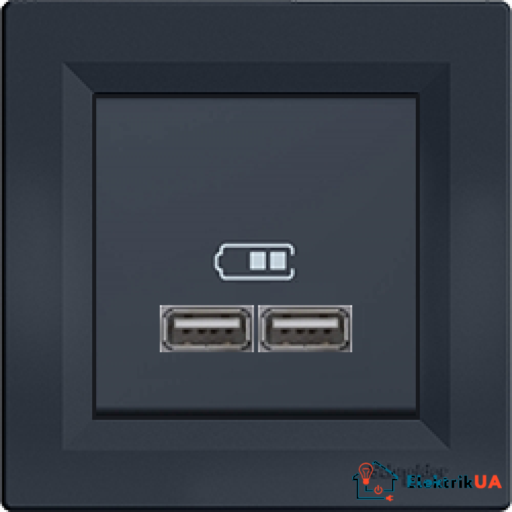 USB розетка 2, 1А Schneider Electric Asfora Антрацит EPH2700271